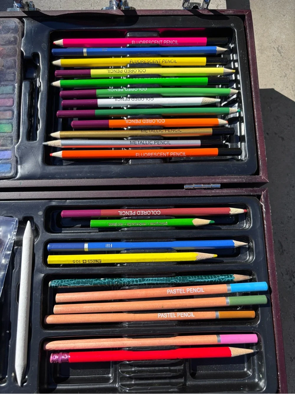 Drawing Art Supply Lot Pastels Pencils Markers Chalk Crayola Touch Cool Case